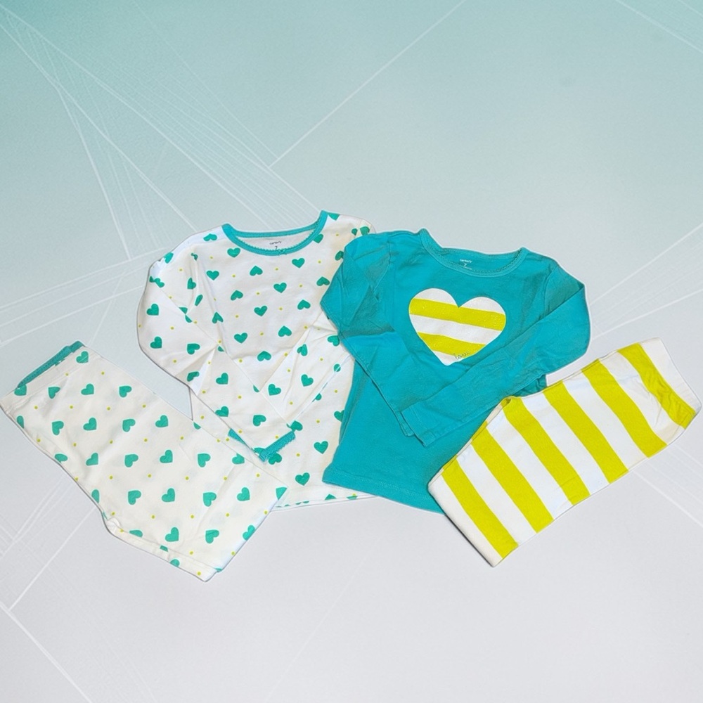 (2) Carters Pajamas Long Sleeve Pants Size (7) Girls